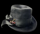 Vintage Damski kapelusz Cloche Top Wiadro Art Deco Czarny Wspaniały Made In Italy Klejnot