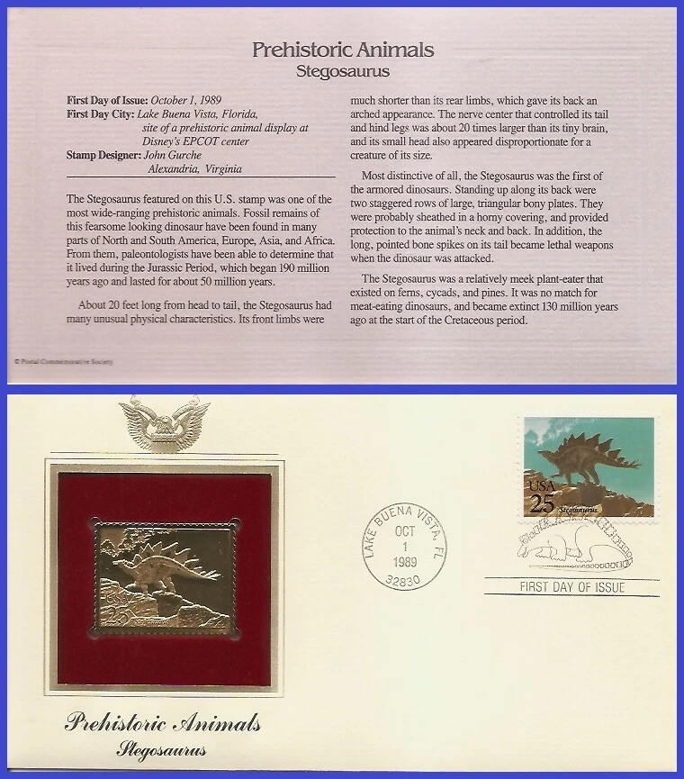 USA2 #2424 U/A GOLDEN REPLICA FDC   Stegosaurus - Image 1 of 1