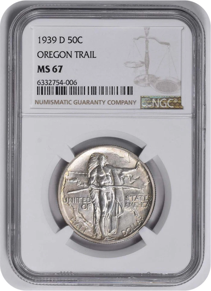 Oregon Commemorative Silver Half Dollar 1939-D MS67 NGC - Image 1 of 4