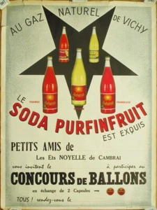 French Soda 1950s Advertising Poster, Hot Air Balloon Competition for Bottlecaps - Picture 1 of 1