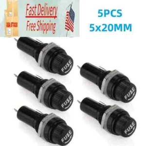 12V 24V DC 5x Portafusibile Vetro Vite da Pannello Nero 5x20mm Auto/Camion/Barca - Foto 1 di 8