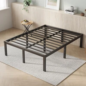 14 Inch Metal Platform Bed Frame Queen Size with Storage Space Under Bed Black - Picture 1 of 7