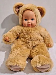 Vintage Anne Geddes Realistic Baby Teddy Bear Doll 15" Blue Eyes - Picture 1 of 6