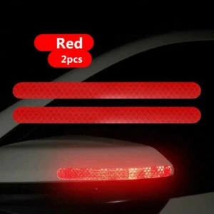 2x Red Car Rearview Mirror Reflective Stickers Strip Protector Decal Accessories - Picture 1 of 8