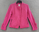 NIC+ZOE Fringe Mix Knit Jacket Women's XS Charged Pink Open Front Long Sleeves