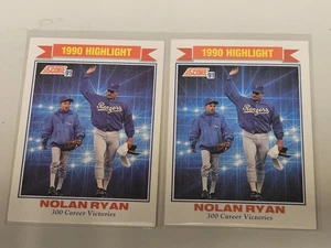 Puntuación 1991 Nolan Ryan #417 300 victorias profesionales - Lote de 2 - Texas Rangers - Imagen 1 de 2