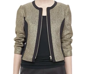 Giacca blazer donna Ted Baker oro metallizzato e nero full zip taglia 2 - Foto 1 di 9