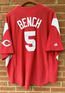 MAJESTIC JOHNNY BENCH CINCINNATI REDS MENS COOPERSTOWN COL. HOME JERSEY XXL 2XL - Picture 1 of 8