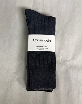 Nuevos Calcetines Calvin Klein 4 Pares Para Hombre Azul y Gris Ligeros Crew Informales Preppy Foto 1 de 4