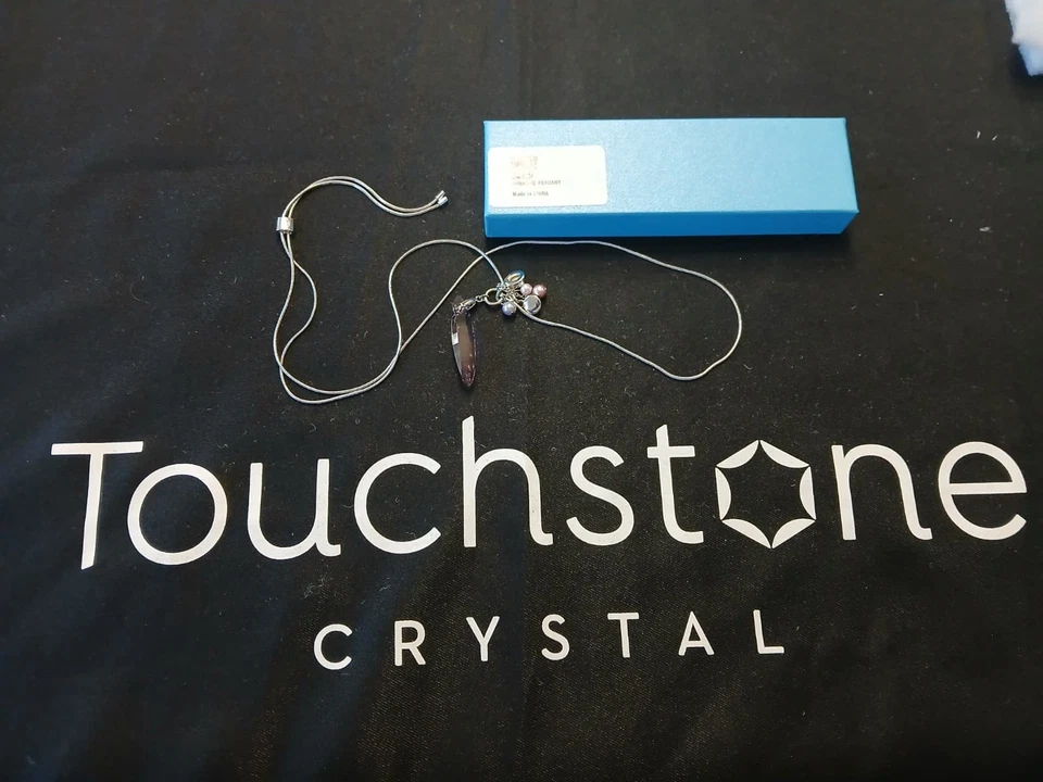 Collar Colgante Cristal Piedra de Toque de Swarovski Tonificado Plateado Púrpura con Perlas Foto 1 de 1