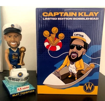 Capitán Klay Thompson 2023 Bobblehead Golden State Warriors Campeones de la NBA (NUEVO) Foto 1 de 2