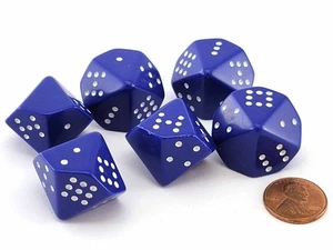 Opaque 20mm D10 Spotted Pip Dice, 6 Pieces - 'Old' Purple with White Numbers - Picture 1 of 2