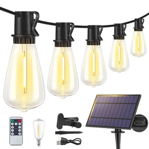 48FT Solar String Lights Outdoor with Remote, Waterproof Dimmable Patio Light... - Picture 1 of 9