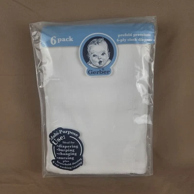 Gerber Prefold Cloth Diapers Burp Pads Dusting 6-ply 6 Pack 14x20 NEW - Image 1 of 4
