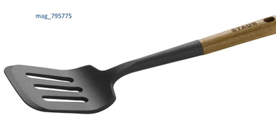 Silicone Spatula Turner, angled for lifting food, BPA-free wood handle, nonstick - Image 1 of 3