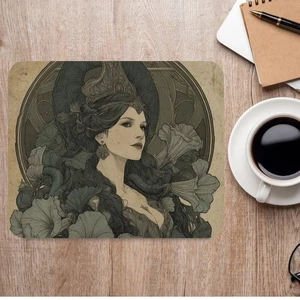 Alfombrilla de ratón Art Nouveau Diosa Estilo Vintage Floral Gótico Botánico Escritorio Decoración - Imagen 1 de 6