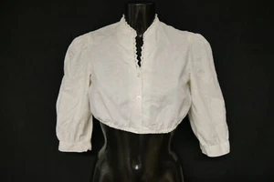 Gr.38 Dirndlbluse creme Bluse für Dirndl Baumwolle mit Spitze B10918 - Bild 1 von 3
