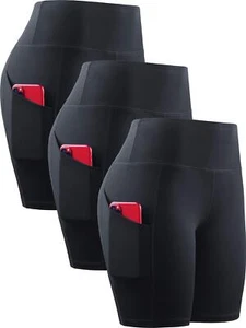 Women's 3 Pack Athletic Shorts for Biker Running Yoga Gym Workout Tummy Contr... - Picture 1 of 6