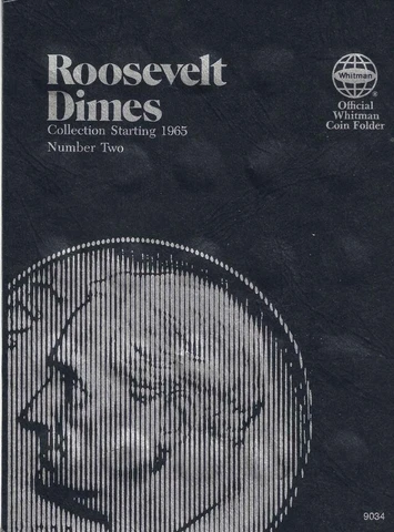 1965-2004 ROOSEVELT DIME COLLECTION IN WHITMAN FOLDER - 77 MIXED COINS (5 UNC) Cover