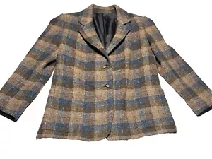 Blazer donna Wolf angel Dublin taglia 14 pura lana nuovo marrone a quadri con confetti - Foto 1 di 11