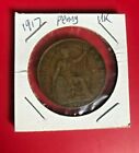 1917 UK Great Britain One Penny Coin - Nice World Coin!!!