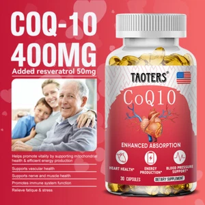 CoQ-10 400mg 30 Cápsulas Coq10 Co Q10 Coenzima Apoyo al Corazón - Imagen 1 de 7