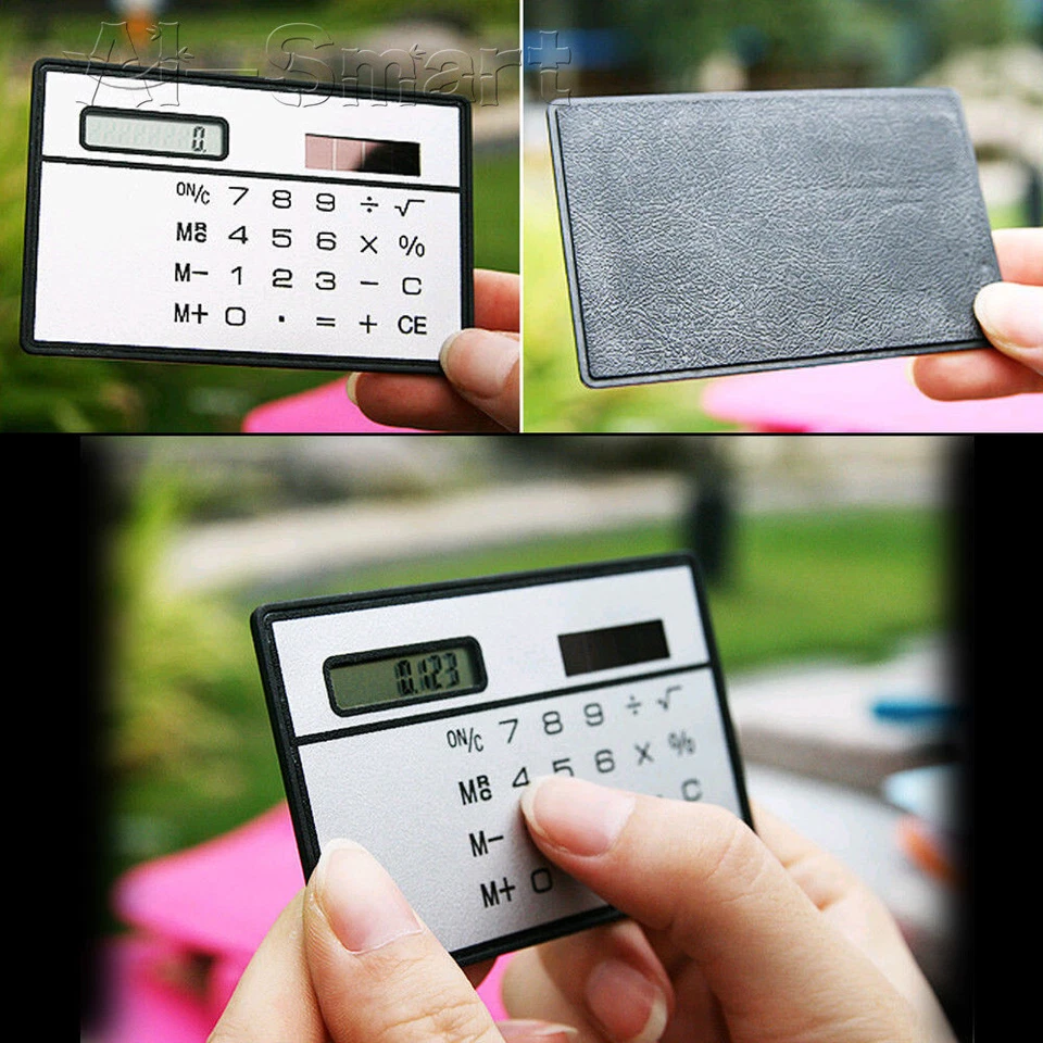 8 Digits Ultra Mini Slim Credit Card Size Solar Power Calculator Small Pocket - Image 1 of 4