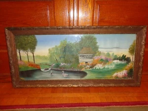 Antikes Öl auf Leinwand Gemälde der Japanischen Pagode, Fairmount Park, Phila. PA - Bild 1 von 11