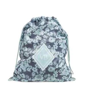 Vera Bradley ReActive Drawstring Backsack Back Sack Rain Garden Navy Mint - Picture 1 of 2