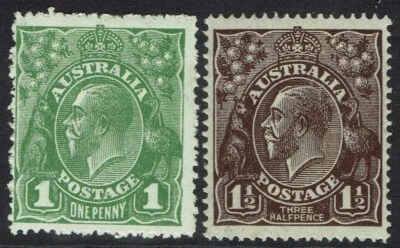 AUSTRALIA 1918 KGV 1D AND 1½D LARGE MULTIPLE WMK  - Image 1 of 2