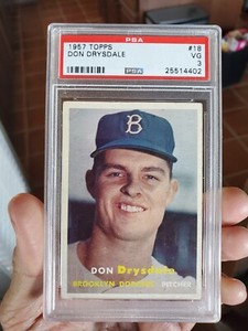 TOPPS 1957 Brooklyn Dodgers PSA 3 Don Drysdale #18 Baseball Card