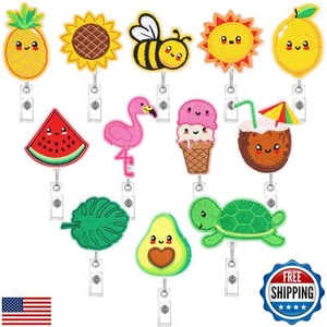 Eersida 12 Pcs Cute Badge Reels Retractable Spring Summer Nurse Badge Reel Bu - Picture 1 of 5