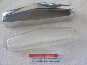 Lucas L649 License Plate Light Glass Lens & Chrome Cover - Picture 1 of 2