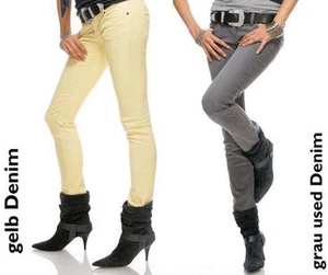 NEU GELB 5-POCKET SEXY RÖHREN JEANS STRETCH STRASS NIETEN 44 LAURA SCOTT *494646 - Imagen 1 de 5