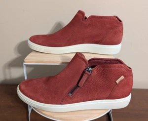 ECCO Danish Design Women's Brick Red Nubuck Leather Ankle Bootie Zip Up Casual 8 - Picture 1 of 24