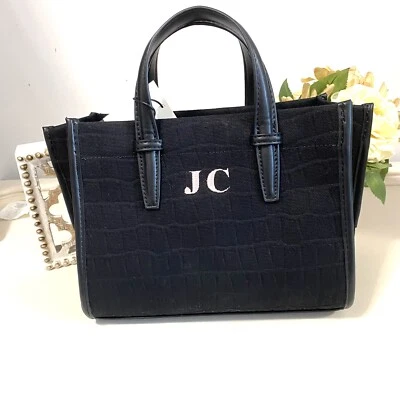 Zara Black Pink JC Initials Embroidered Handbag Crossbody Brand New - Image 1 of 4