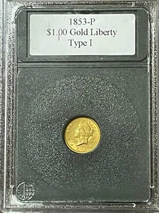 1853 P $1 Gold Dollar - Picture 1 of 4
