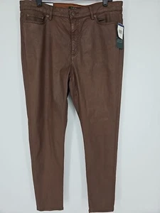 Lauren Ralph Lauren Chocolate Brown Pants Size 16 Premier Skinny Ankle Women’s - Picture 1 of 7