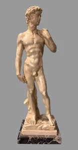 Vintage Resin 12" Statue Sculpture Copy of David with Marble Base - Picture 1 of 8