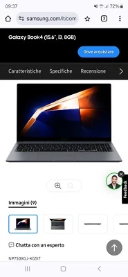 PC Notebook Samsung Galaxy Book 4 - RAM 8GB, 256GB SSD | NP750XGJ-KG5IT - Nuovo  - Immagine 1 di 3