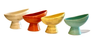 4 McCoy Harmony Line Pottery CREAM orange yellow BLUE Oblong Footed Planter MCM - Picture 1 of 21