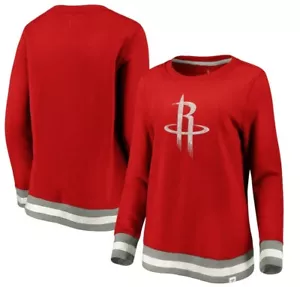 Houston Rockets Fanatics True Classic Vintage Retro Fleece Crew Red Sweatshirt - Picture 1 of 3