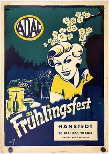 Original Vintage Poster 1950 ADAC FRUHLINGSFEST German Spring Festival Travel - Picture 1 of 6