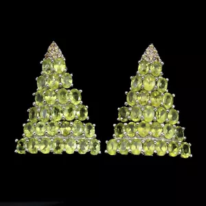 Summer 925 Silver Earrings Oval Peridot Sapphire Diamond Cut Gemstone Jewelry - Picture 1 of 10