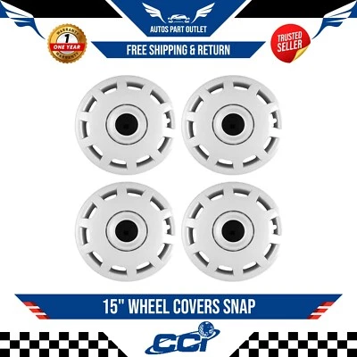 Juego de 4 tapacubos completos a presión de 15" para neumáticos R15 y llantas de acero 98-01 Foto 1 de 2