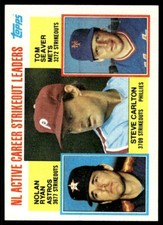 1984 Topps Baseball Card Steve Carlton/Nolan Ryan/Tom Seaver #707