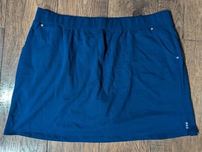 Quacker Factory Navy Blue Summer Fun Skort Medium Wash XLP Stone Embellish NWT - Image 1 of 4