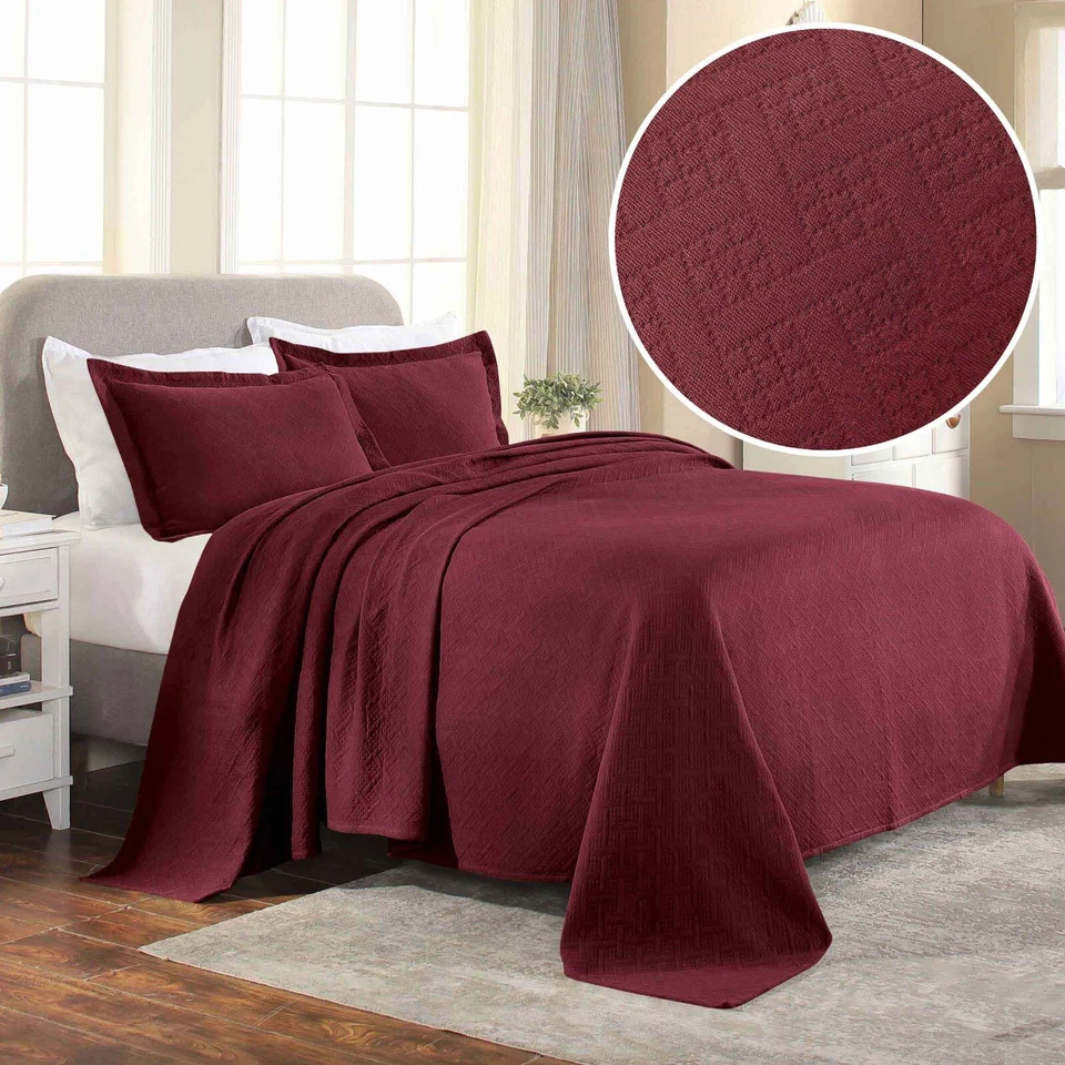 Basketweave Cotton Matelasse Decorative Bedspread and Pillow Sham Set - Image 1 of 1