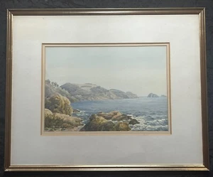 Meadfoot Torquay - Pintura acuarela original Devon Beach por T E Taylor - Imagen 1 de 24