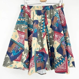 Mondiki Womens VTG Vintage Artsy Patchwork Western Cowboy Handmade Skirt Size S - Imagen 1 de 7